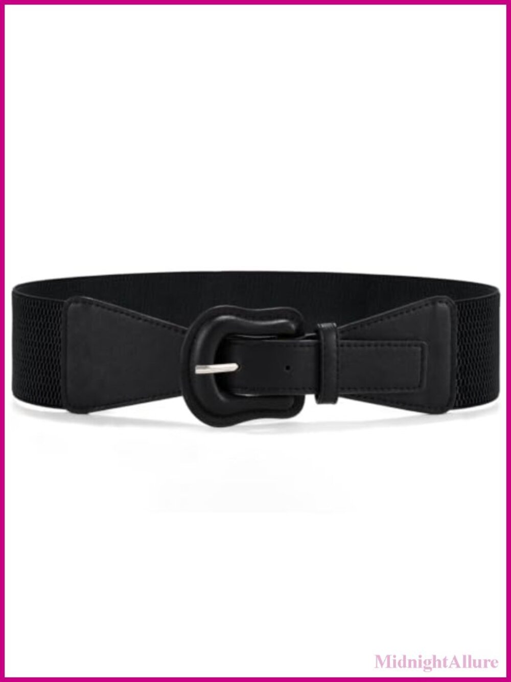 Women's Wide Elastic Stretch Dress Belt with Interlock Leather Buckle